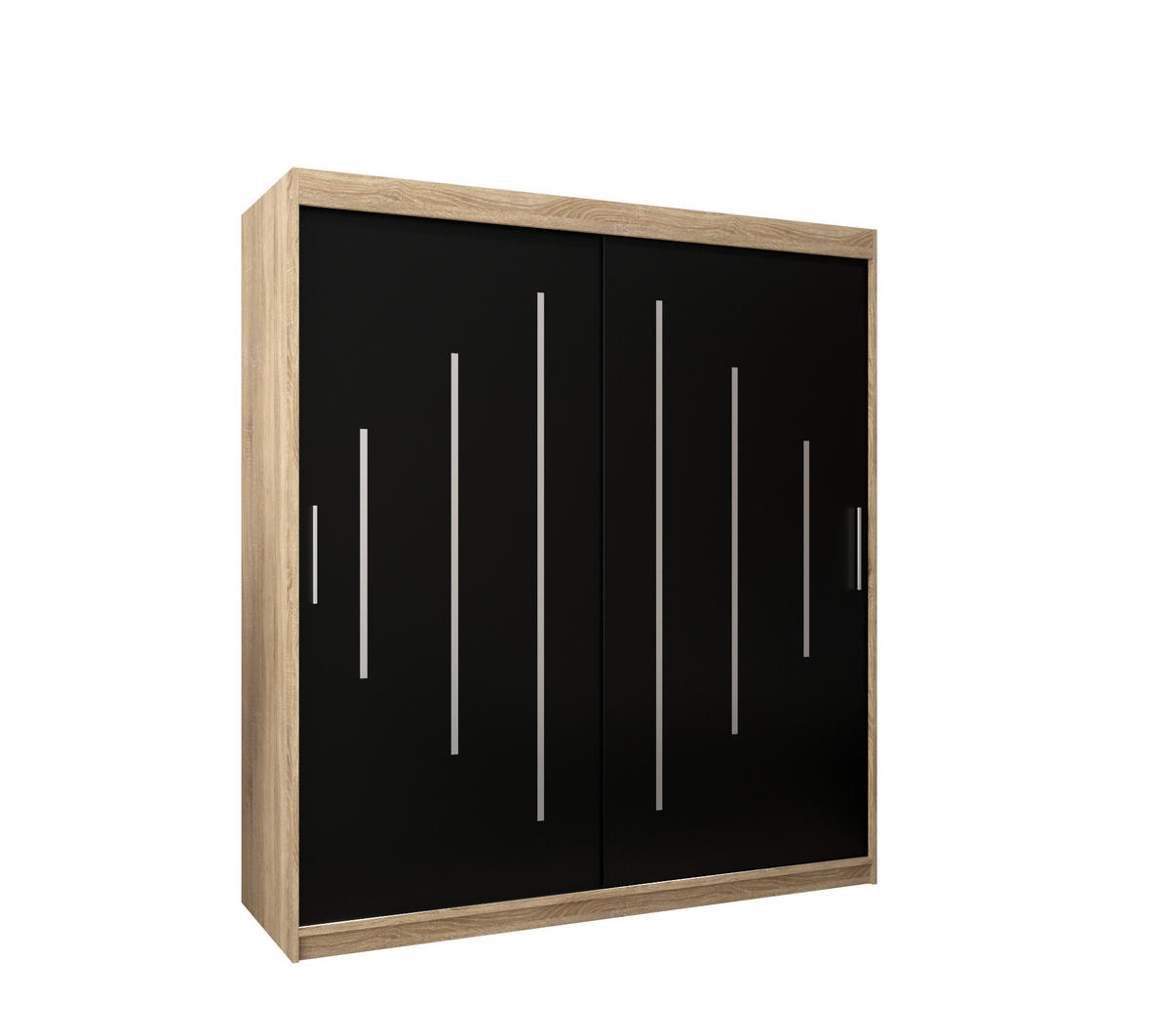 SCHWEBETÜRENSCHRANK 200/180/62 2-türig - Silberfarben/Schwarz, Holz/Kunststoff (180/200/62cm) - Abiks Möbel