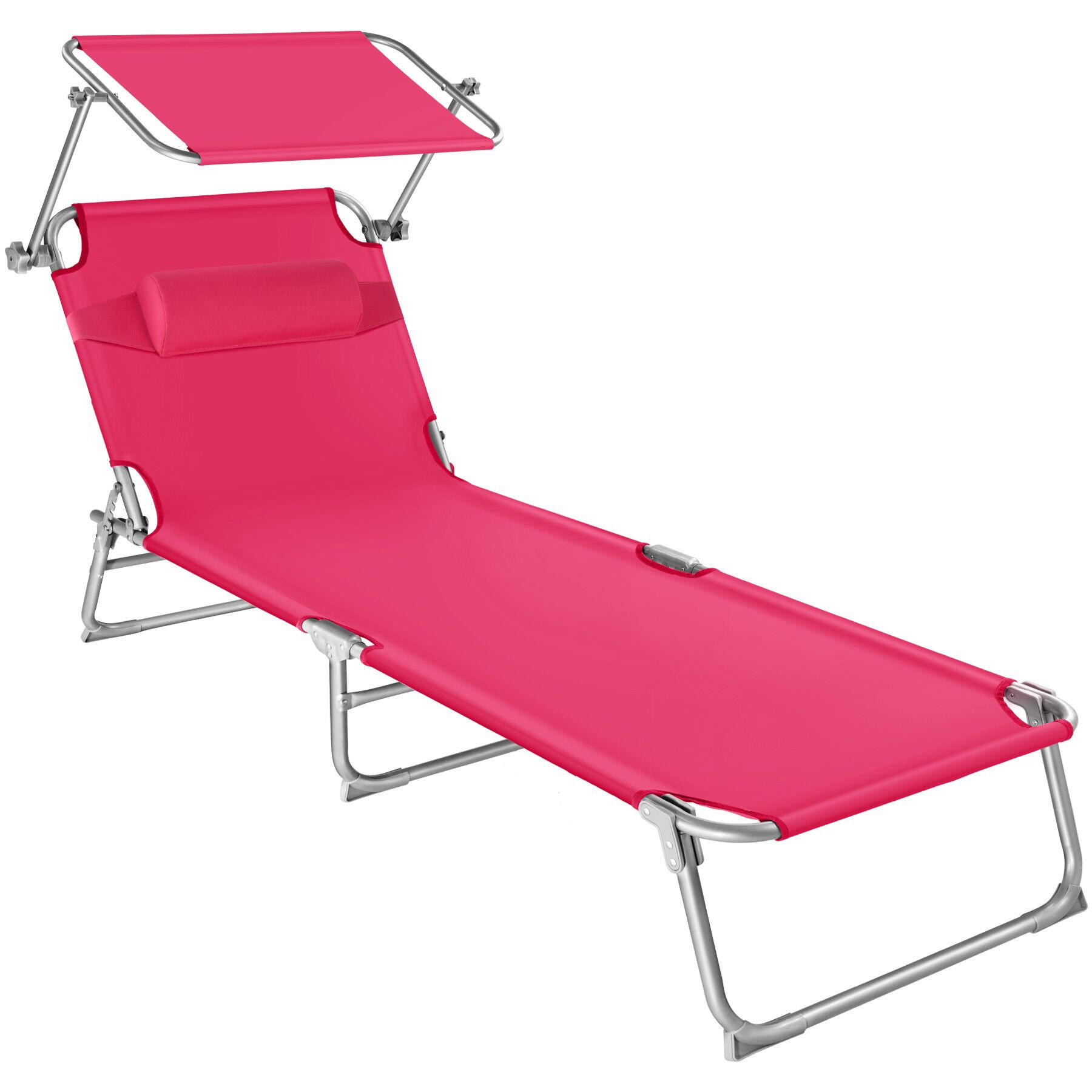 SONNENLIEGE Chloé, 190 x 68 x 111 cm, mit Seitentasche, pink - Pink, Kunststoff (68/65/190cm) - tectake
