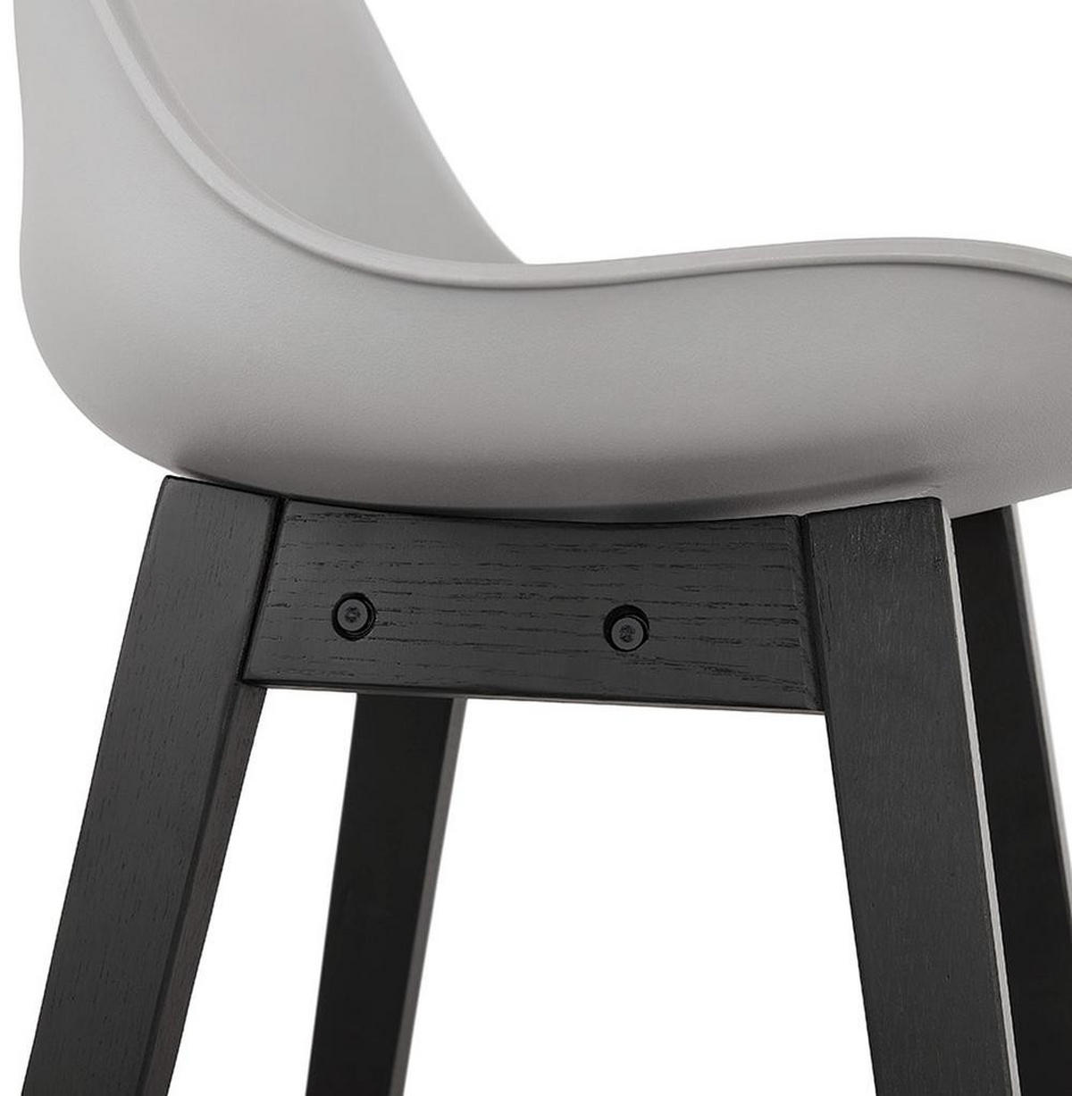 BARHOCKER Kunstleder Eichenholzgestell Sitzhöhe 65cm Skandi-Stil MIRANOX MINI, Grau-Schwarz 56x48x102 cm - Schwarz/Grau, Eichenholz/Kunststoff (48/102/56cm) - KADIMA DESIGN