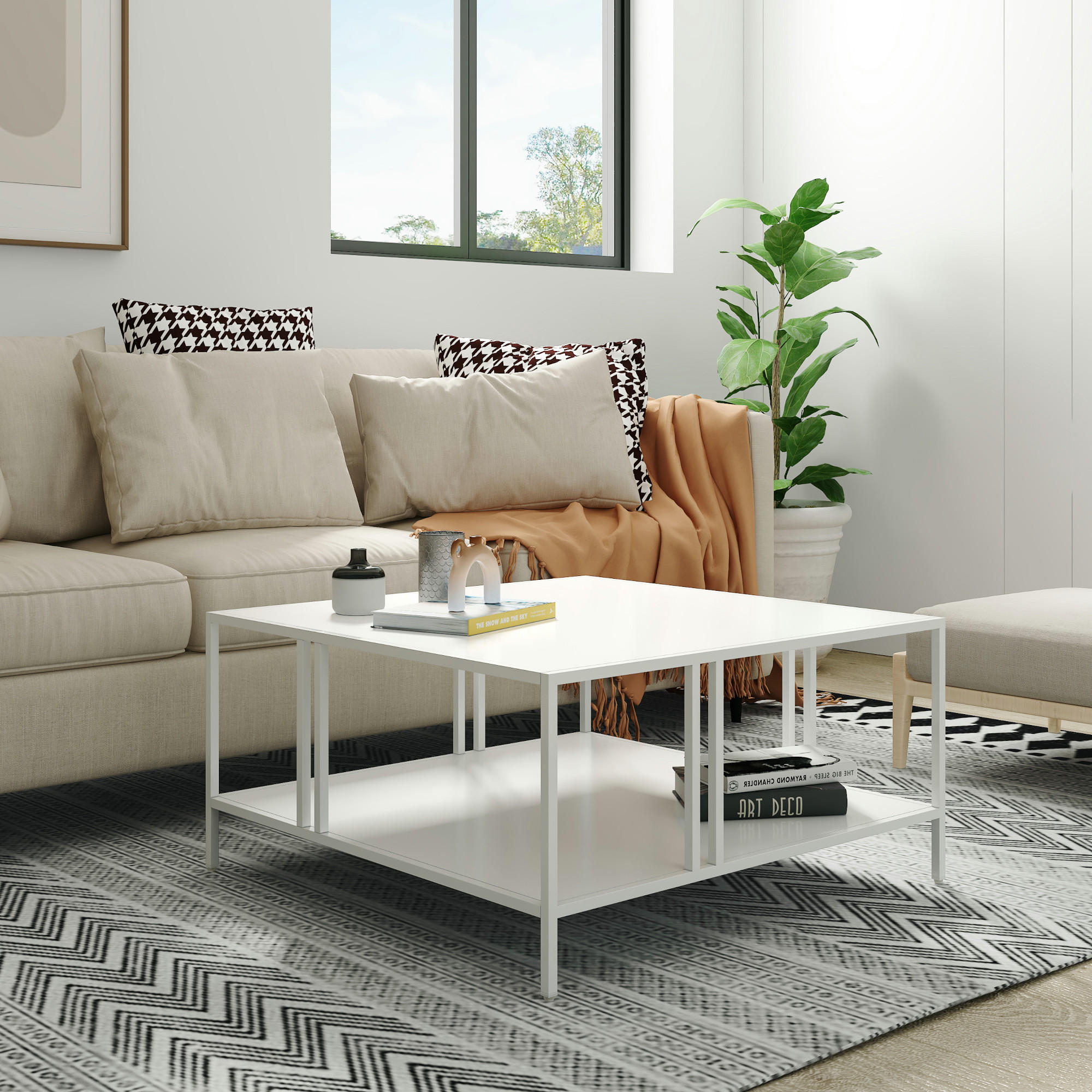 COUCHTISCH Kumlinge 40/80/80 cm - Weiß, Metall (80/80/40cm) - [en.casa]