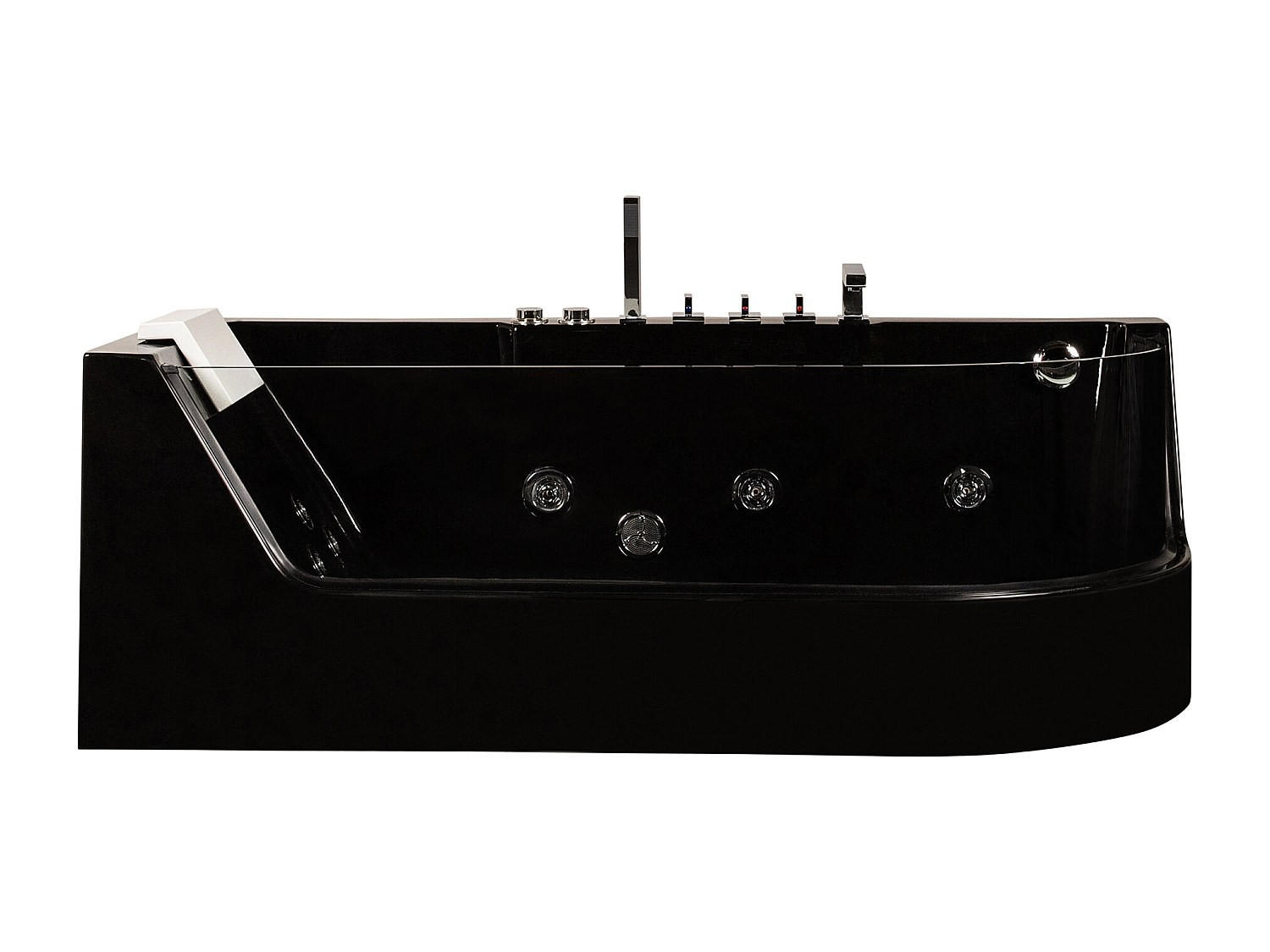 WHIRLPOOLBADEWANNE - 1 Person - Glas, Acryl - Schwarz - - Schwarz, Glas/Kunststoff (170/57/80cm) - Vente-Unique