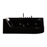 WHIRLPOOLBADEWANNE - 1 Person - Glas, Acryl - Schwarz - - Schwarz, Glas/Kunststoff (170/57/80cm) - Vente-Unique