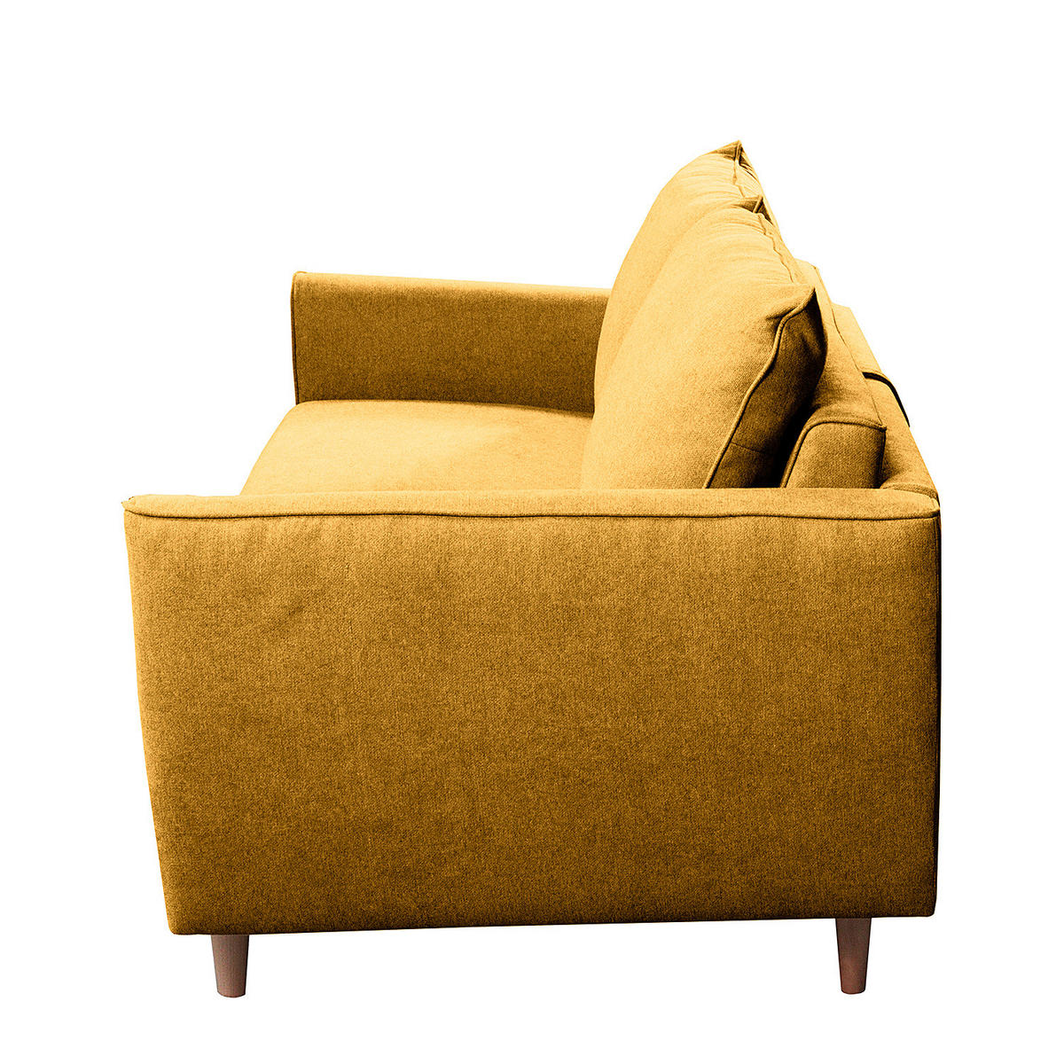 SCHLAFSOFA mit Matratze - Webstoff - Gelb/Buchefarben, Buchenholz/Textil (195/90/102cm) - home24