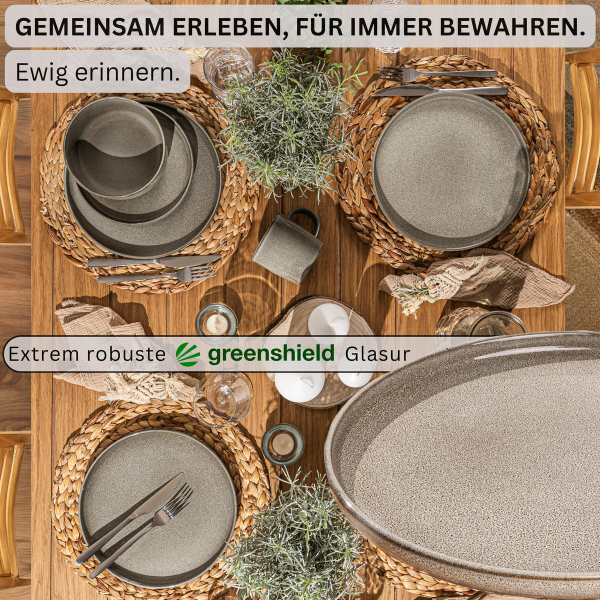 SPEISETELLER SET KAIRO CLAY - 4 teilig aus Steingut - Grau, Keramik (34.6cm) - Sänger