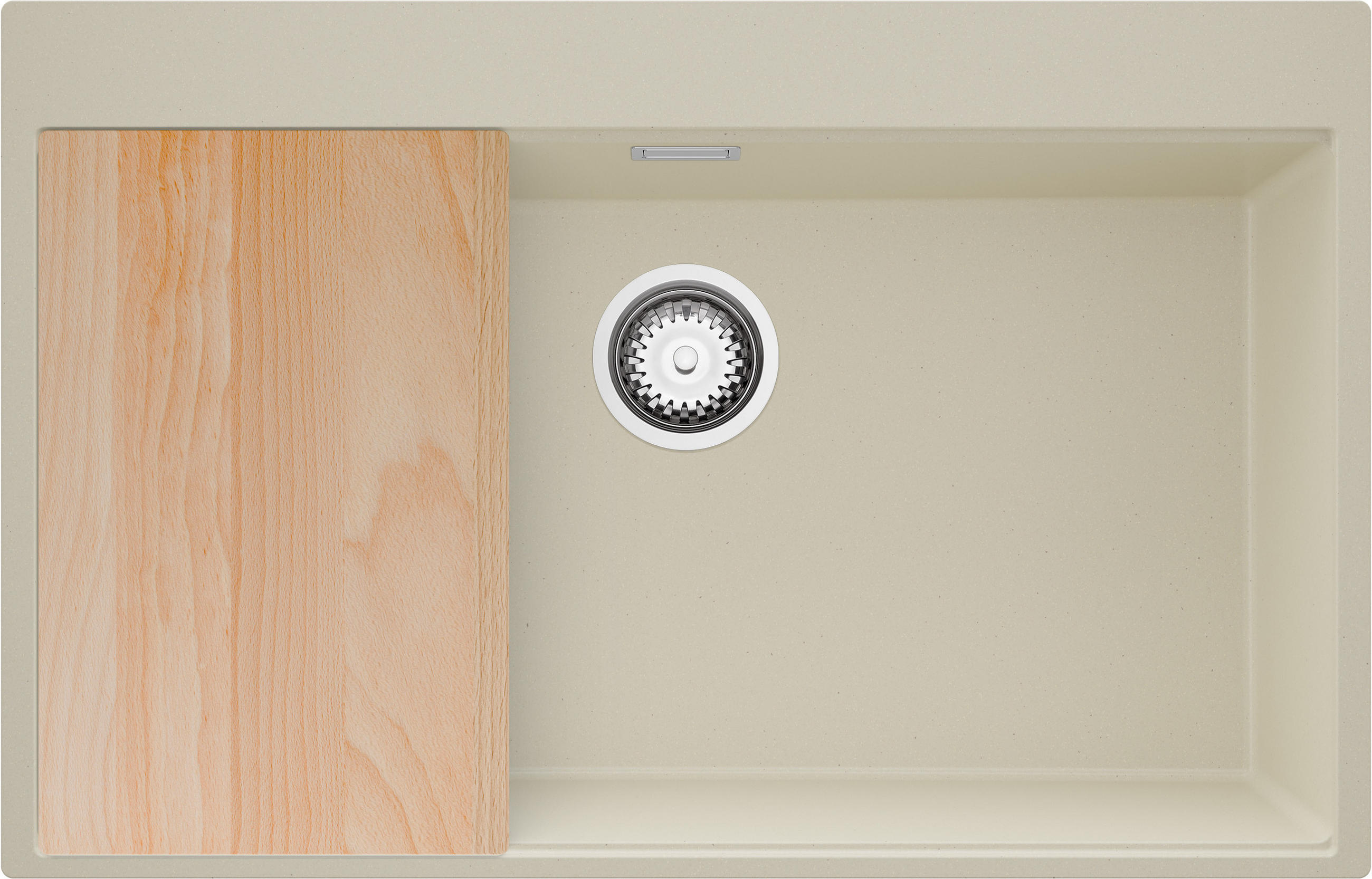 SPÜLBECKEN Oslo, 2-er set Beige 78/50 cm 1 Becken + Ablauf-Set + Schneidebrett ab 80er Unterschrank - Chromfarben/Beige, Kunststoff (78/20/50cm) - Primagran