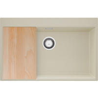 SPÜLBECKEN Oslo, 2-er set Beige 78/50 cm 1 Becken + Ablauf-Set + Schneidebrett ab 80er Unterschrank - Chromfarben/Beige, Kunststoff (78/20/50cm) - Primagran