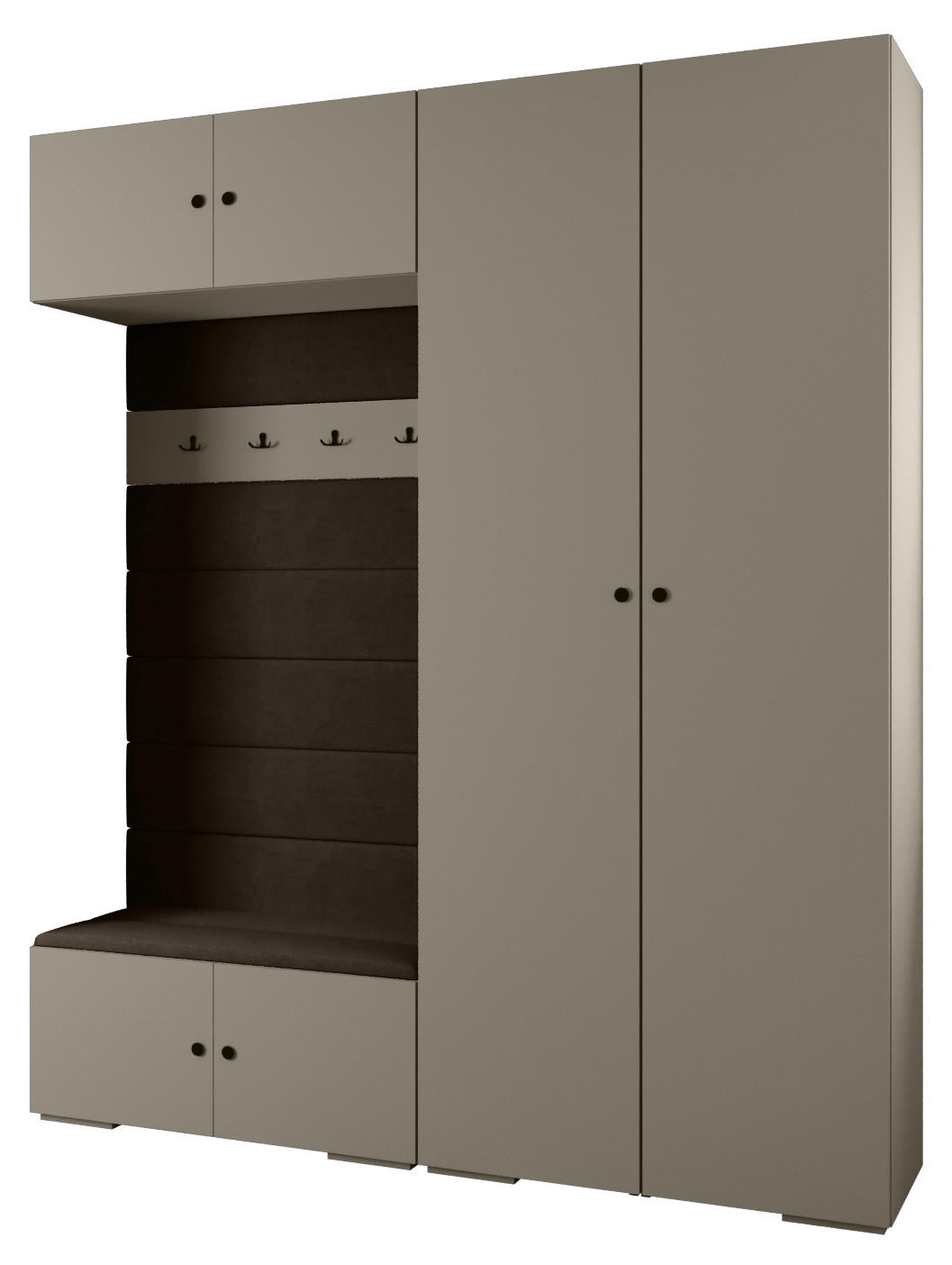 Abiks Möbel Garderoben-Set Kaschmir, Braun, Schwarz 200x236.7x47 cm