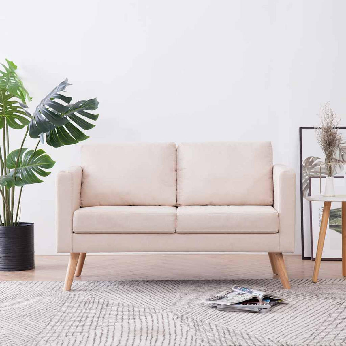 2-SITZER-SOFA Duderstadt - Creme, Holz (116/73/70cm) - Nettlife