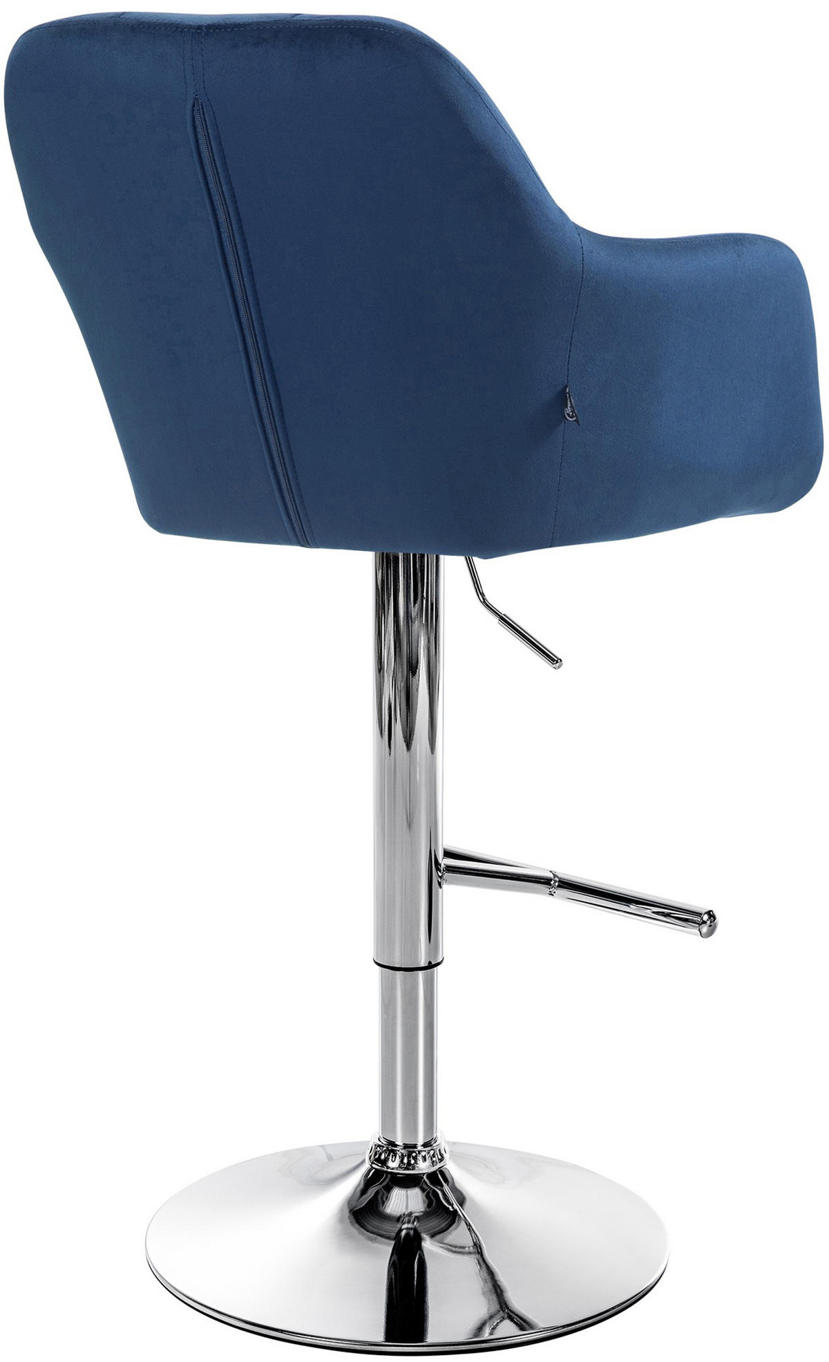 BARHOCKER Nardo Samt chrom blau - Blau/Chromfarben, Textil/Metall (57/118/59cm) - TPFLiving