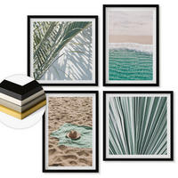 WANDBILDER 4er-Set - 50x50 cm & 40x60 cm Schwarzer Rahmen - Urlaubsblick Strand Meer - Schwarz, Kunststoff (50/50cm) - ArtPrintCave