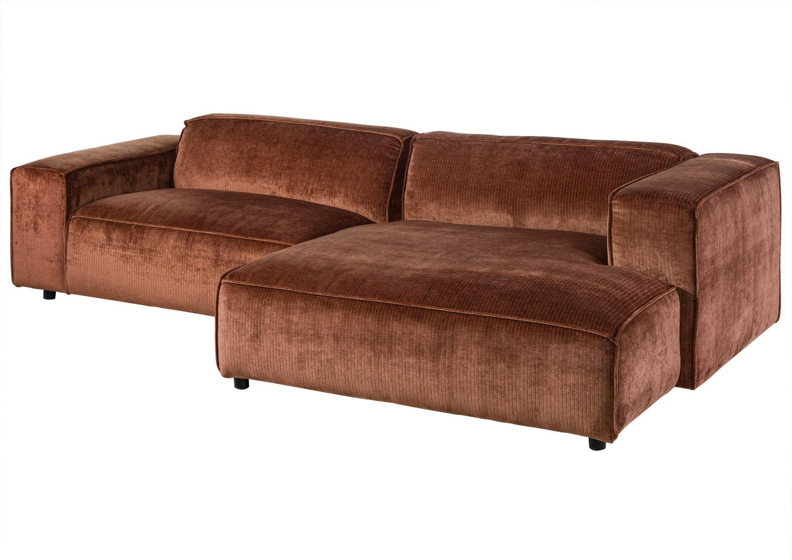 ECKSOFA 279x164x69 Cord kupfer VALENCIA - Rot, Kunststoff (279/164cm) - Massivmoebel24