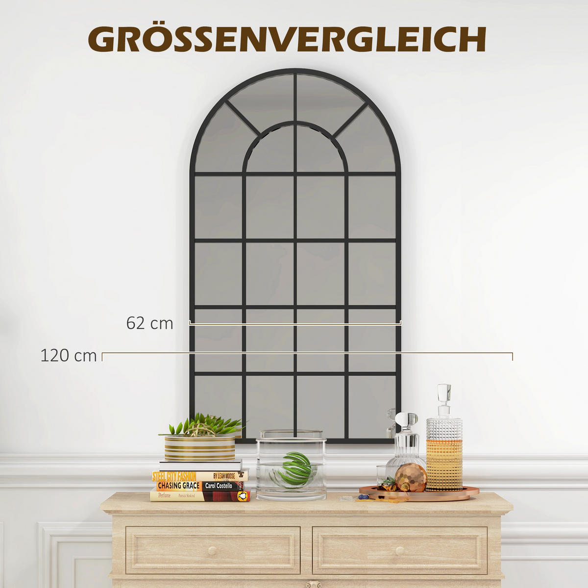 WANDSPIEGEL Garderobenspiegel 110 x 65cm Flurspiegel mit Metallrahmen - Schwarz, Glas/Metall (65/2.5/110cm) - HOMCOM