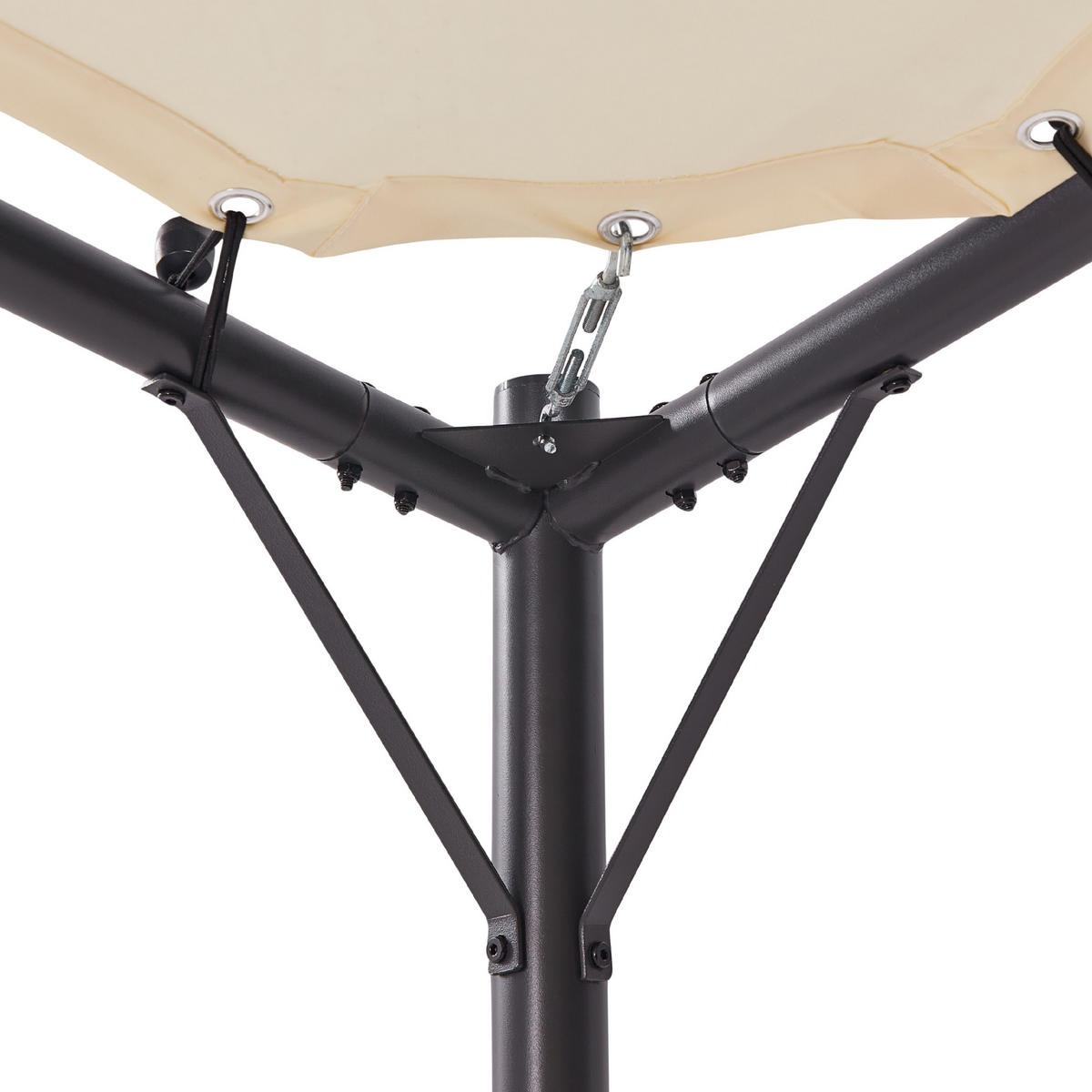 PERGOLA Stahl beige 300/300 cm Aventine - Beige/Schwarz, Kunststoff (300/260/300cm) - Beliani