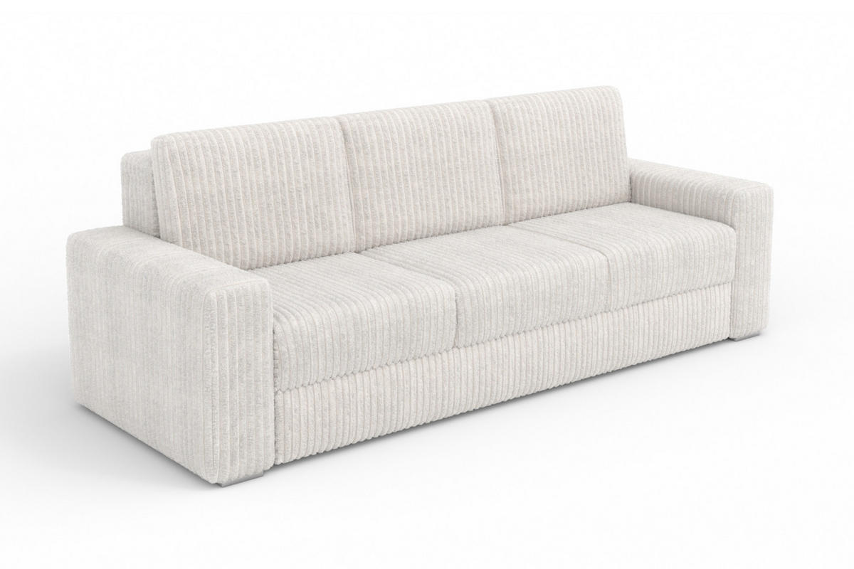 SOFA TIMON 245cm breit in Cord Creme - Creme, Holz/Holzwerkstoff (245/90/92cm) - Deine Möbel 24
