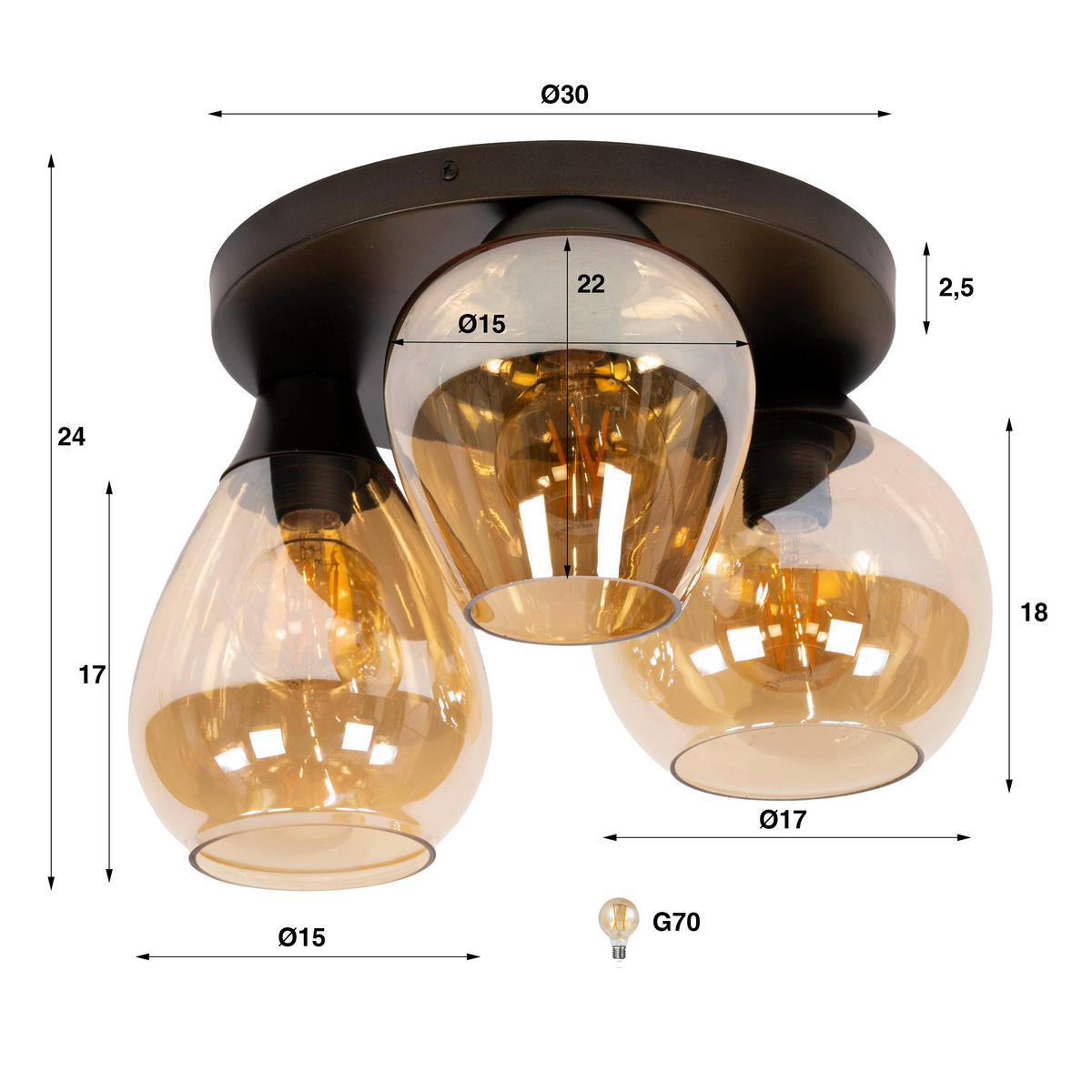 DECKENLEUCHTE Mix Beige 41/41/24 cm - Beige, Glas (41/41/24cm) - Hoyz Collection