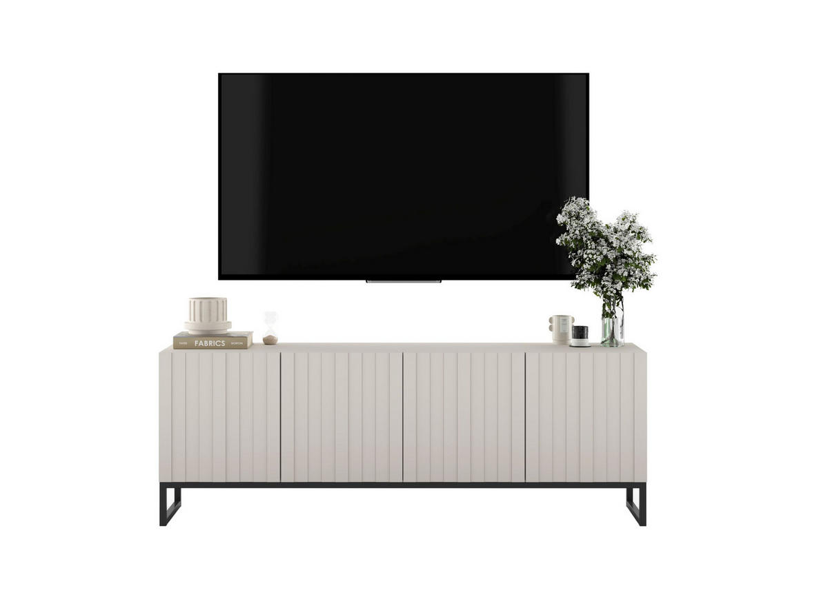 TV-SCHRANK Elpis Kaschmir Matt mit Metallrahmen Glamour 150 cm - Kaschmir/Schwarz, Holzwerkstoff/Metall (150/51.5/36.5cm) - Meble Lindner