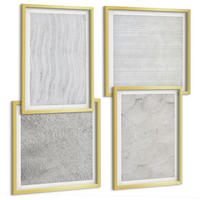 BILDER SET 4er Set - 50x50 cm & 40x60 cm Goldrahmen - Sandmuster geometrische Strukturen - Goldfarben, Kunststoff (50/50cm) - TULUP
