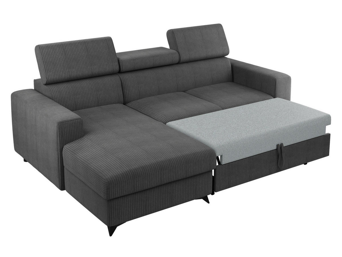 ECKSOFA Milano Premium Cord, Seite: Links LC+2R - Schwarz/Graphitfarben, Holz/Textil (236/172cm) - MIRJAN24