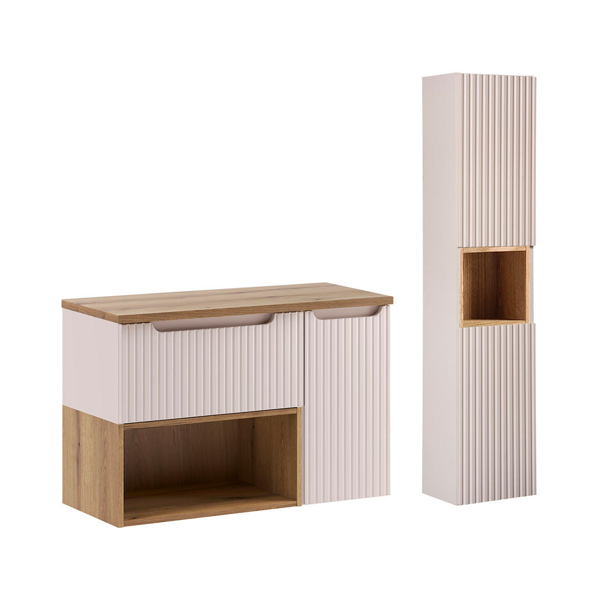 WASCHTISCHUNTERSCHRANK 90.4cm Riva 2er-Set Kaschmir - Beige, Holzwerkstoff (90.4/60/40cm) - Petits-meubles