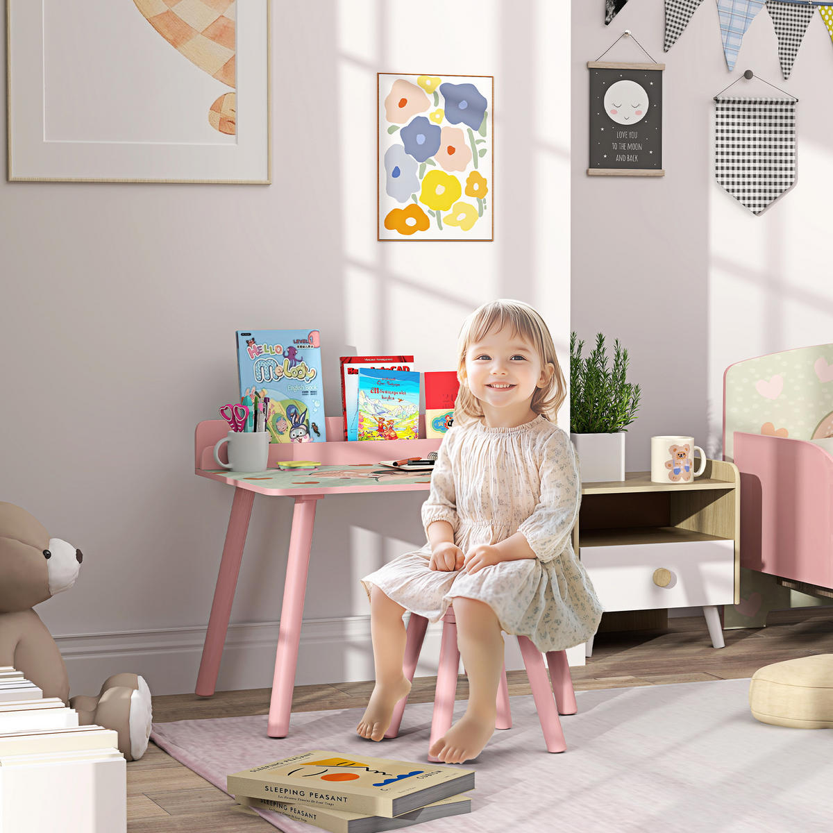 KINDERSITZGRUPPE DE-17522 integrierter Bücherhalter mit Bärenmotiv Rosa - Pink, Holzwerkstoff (48/53.5/60cm) - ComfortXL