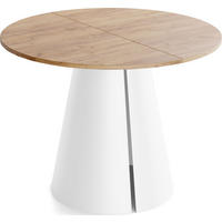 ESSTISCH Lamio runder ausziehbarer, Eiche Hell Braun 120-200/120/76 cm - Eiche Wotan/Weiß, Holzwerkstoff/Metall (120/120/76cm) - WFL GROUP