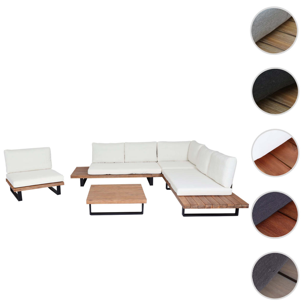 GARTEN-GARNITUR Schwarz, Braun, Cremeweiß - Schwarz/Braun, Holz - MCW