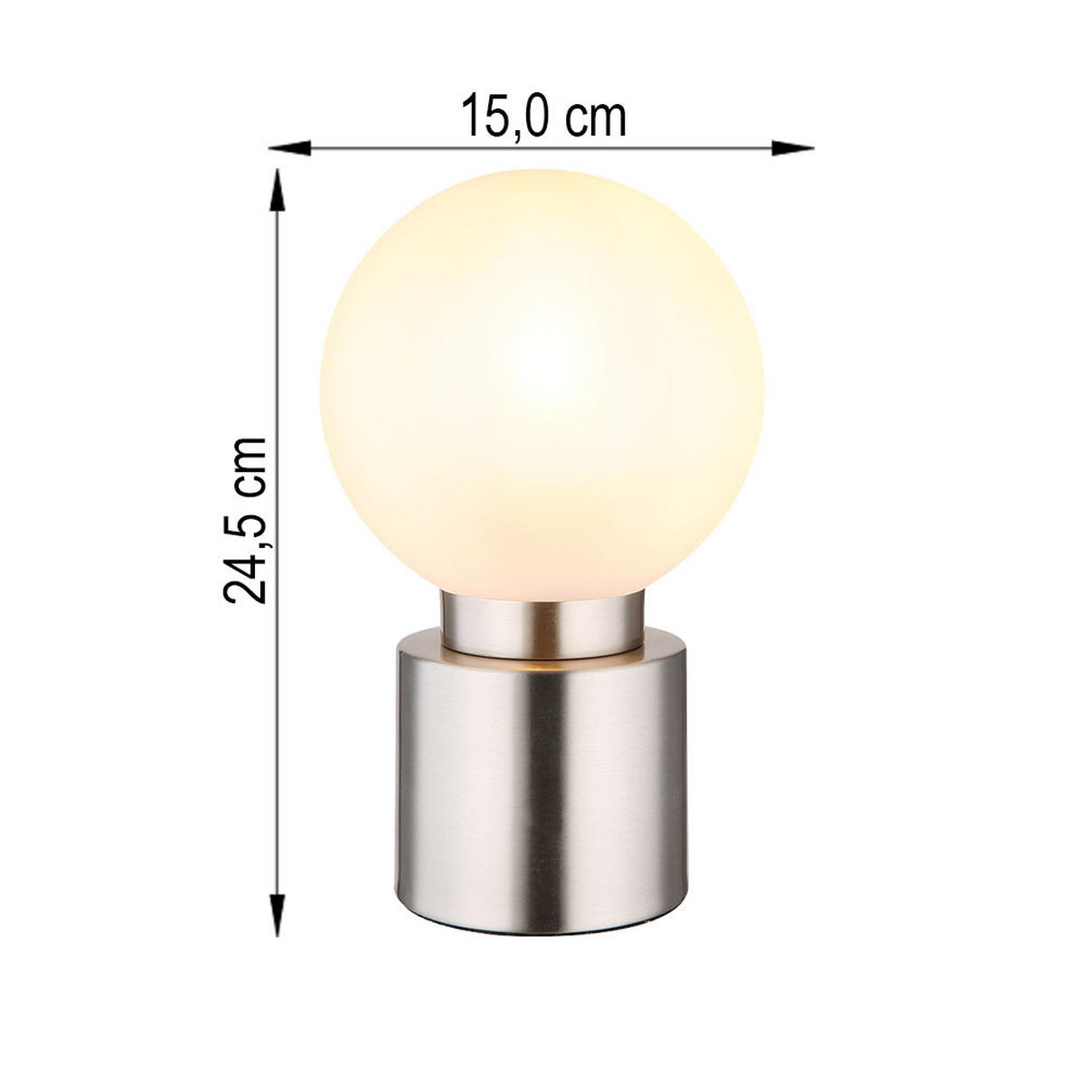 TISCHLEUCHTE Metall Silber opal 2er Set - Silberfarben, Glas (15/15/24.5cm) - Globo Lighting