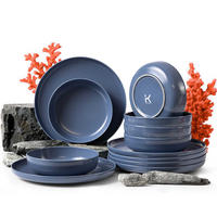 TAFELSERVICE VICTO matt blau 6 Personen 12-tlg - Blau, Keramik (27/2/27cm) - KONSIMO®
