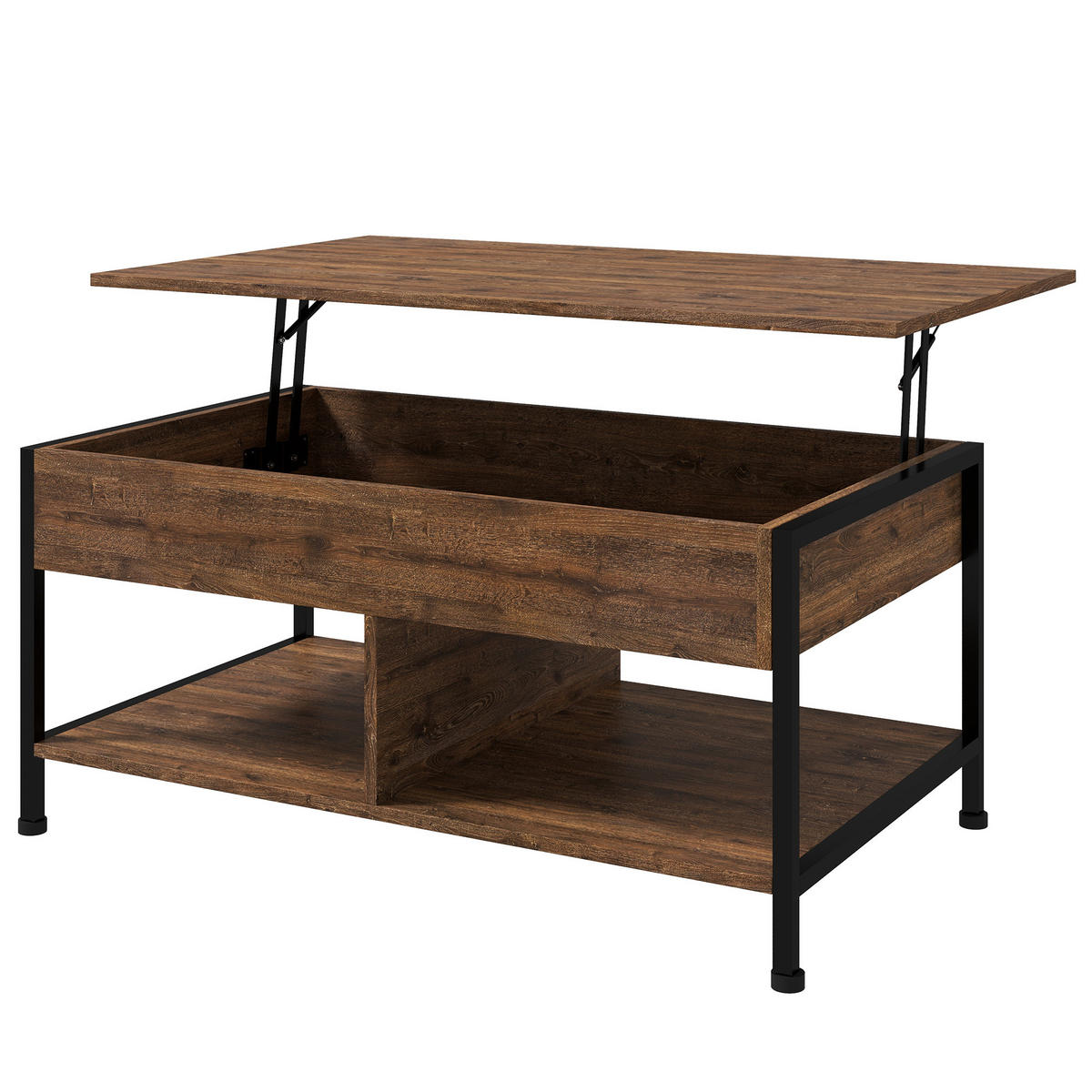 COUCHTISCH DE-15750 klappbare Platte Rostbraun - Braun, Holzwerkstoff (100/60/46cm) - ComfortXL