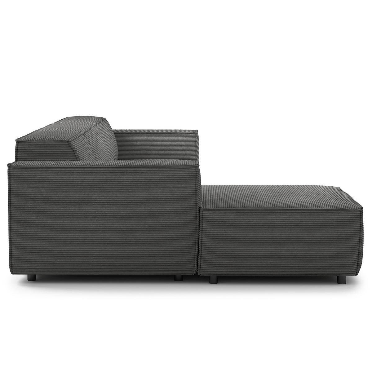 ECKSOFA mit Longchair - Anthrazit/Schwarz, Kunststoff/Textil (294/177cm) - home24