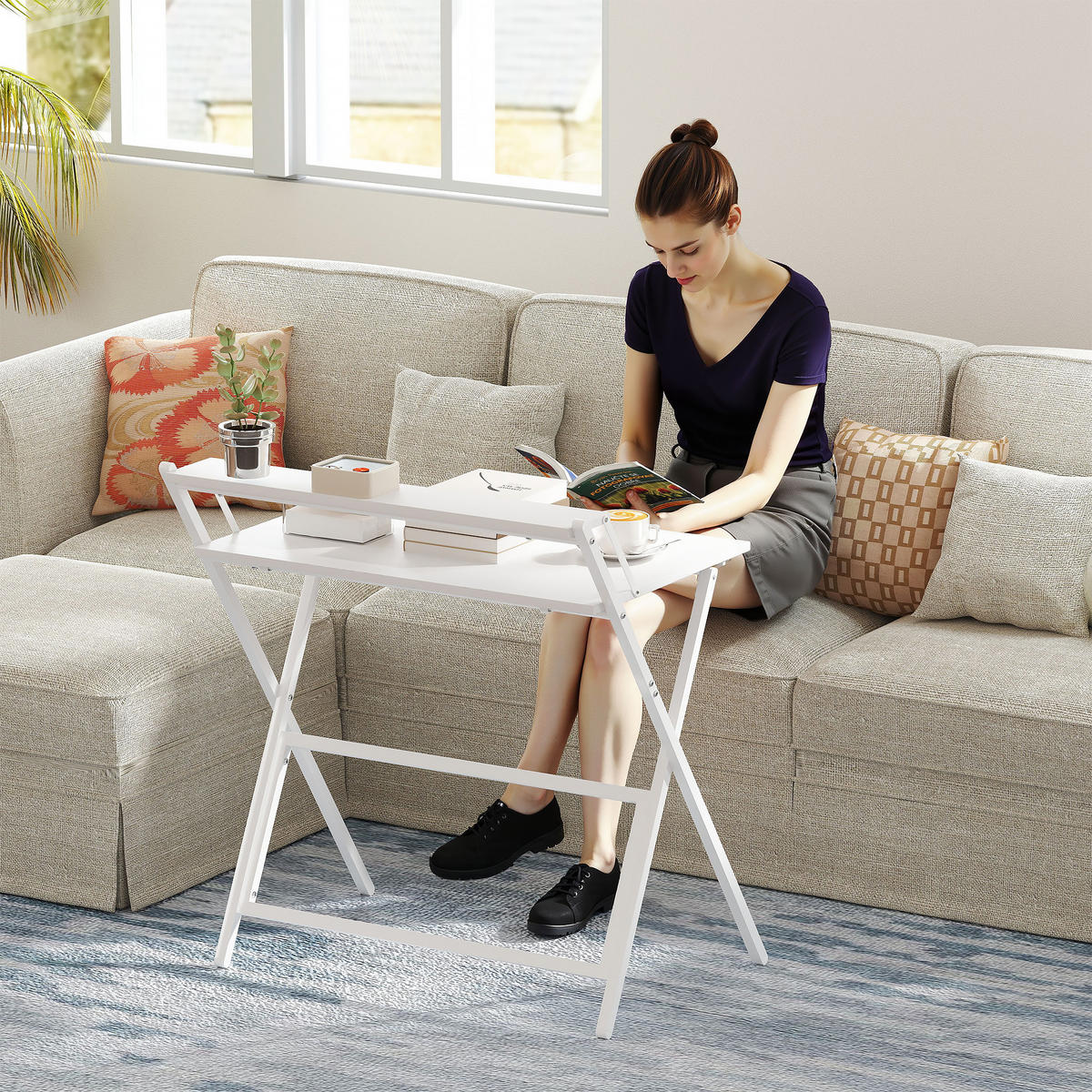 SCHREIBTISCH DE-14888 mit Ablage Weiß - Weiß, Holzwerkstoff (81.5/62/86.5cm) - ComfortXL