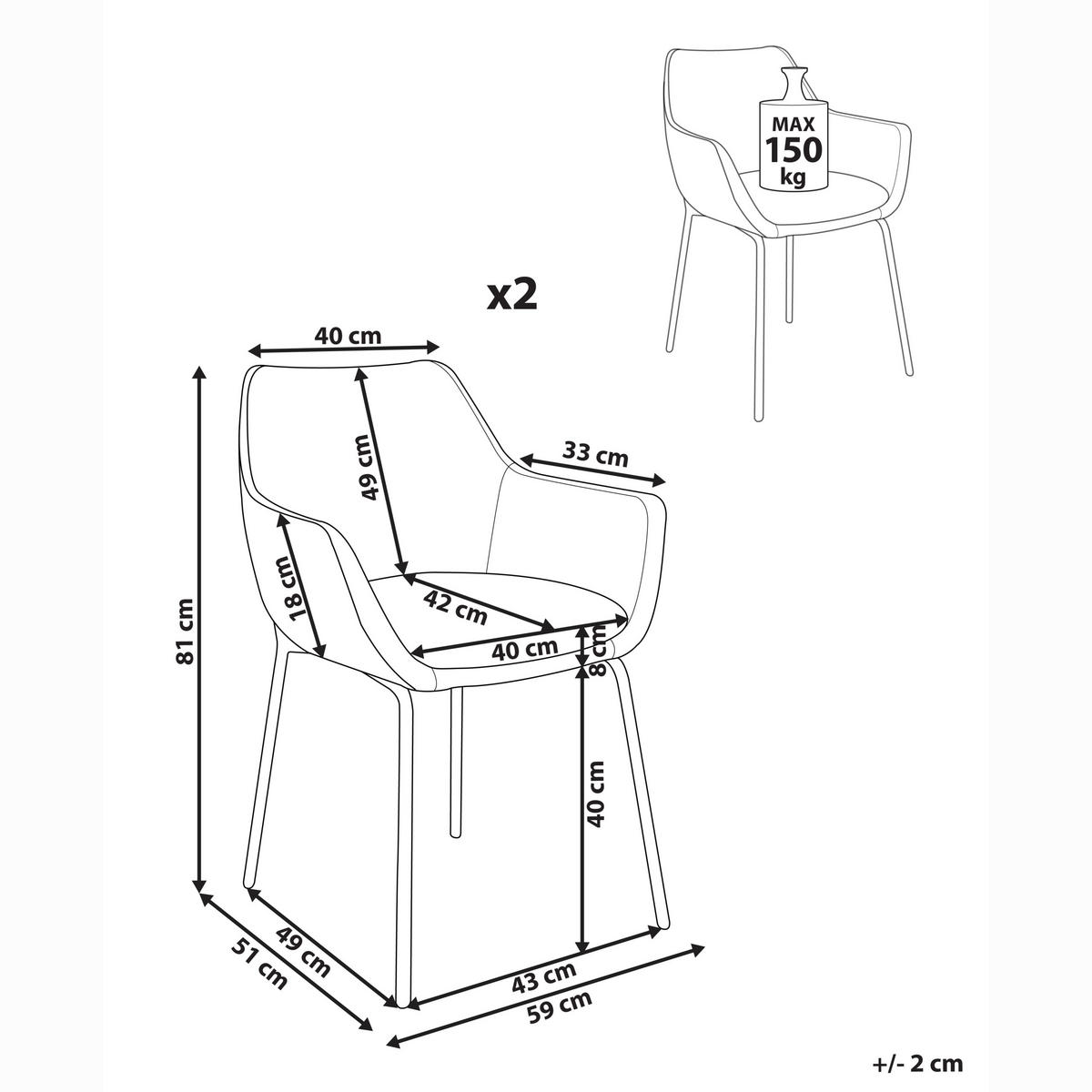 ESSZIMMERSTUHL Beige Bowdon - Beige, Textil (59/81/51cm) - Beliani