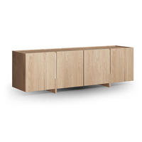 LOWBOARD Travertino Wildeiche gebleicht / Travertin Naturstein 180 / 46 / 56cm - Wildeiche, Holz (180/56/46cm) - Feldmann-Wohnen