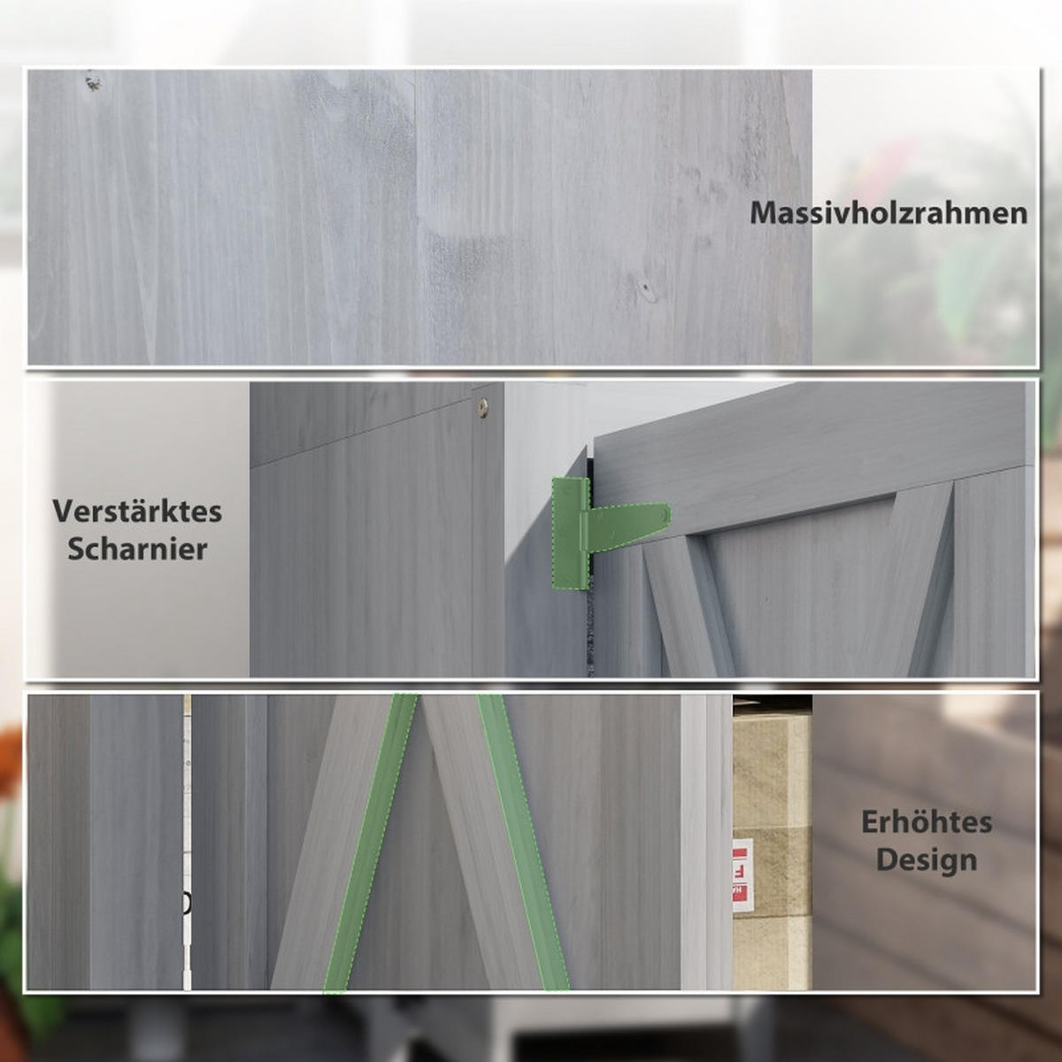 GARTENSCHRANK Holz Hellgrau - Grau, Holz (60/160/60cm) - ComfortXL