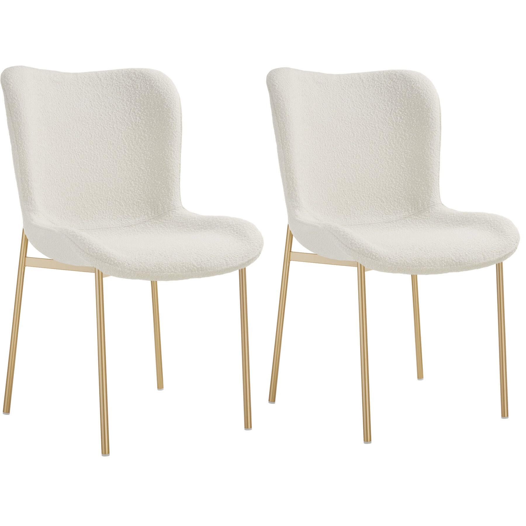 POLSTERSTUHL 2er Set Tessa 54 x 62 x 90 cm Bouclé weiß/gold - Goldfarben/Weiß, Kunststoff (54/90/62cm) - tectake