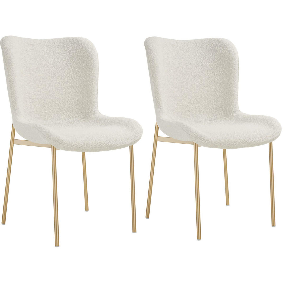 POLSTERSTUHL 2er Set Tessa 54 x 62 x 90 cm Bouclé weiß/gold - Goldfarben/Weiß, Kunststoff (54/90/62cm) - tectake