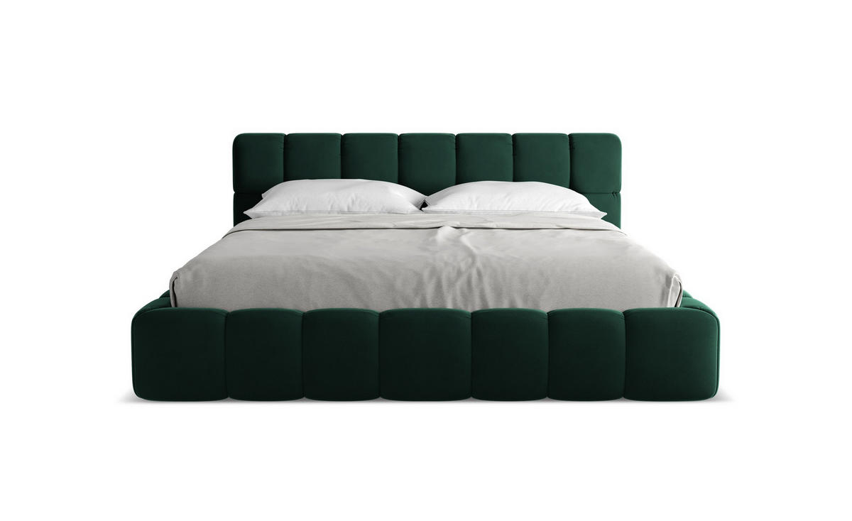 POLSTERBETT mit Bettkasten und Lattenrost 200x228 Grün - Dunkelgrün/Schwarz, Kunststoff/Textil (180/200cm) - Makamii