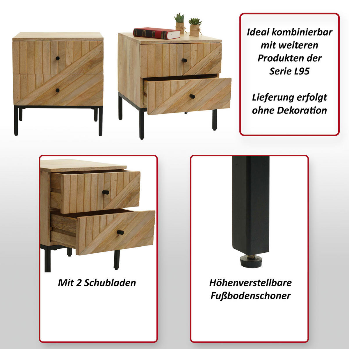 NACHTTISCH Beige - Beige, Holz (45/51/40cm) - MCW