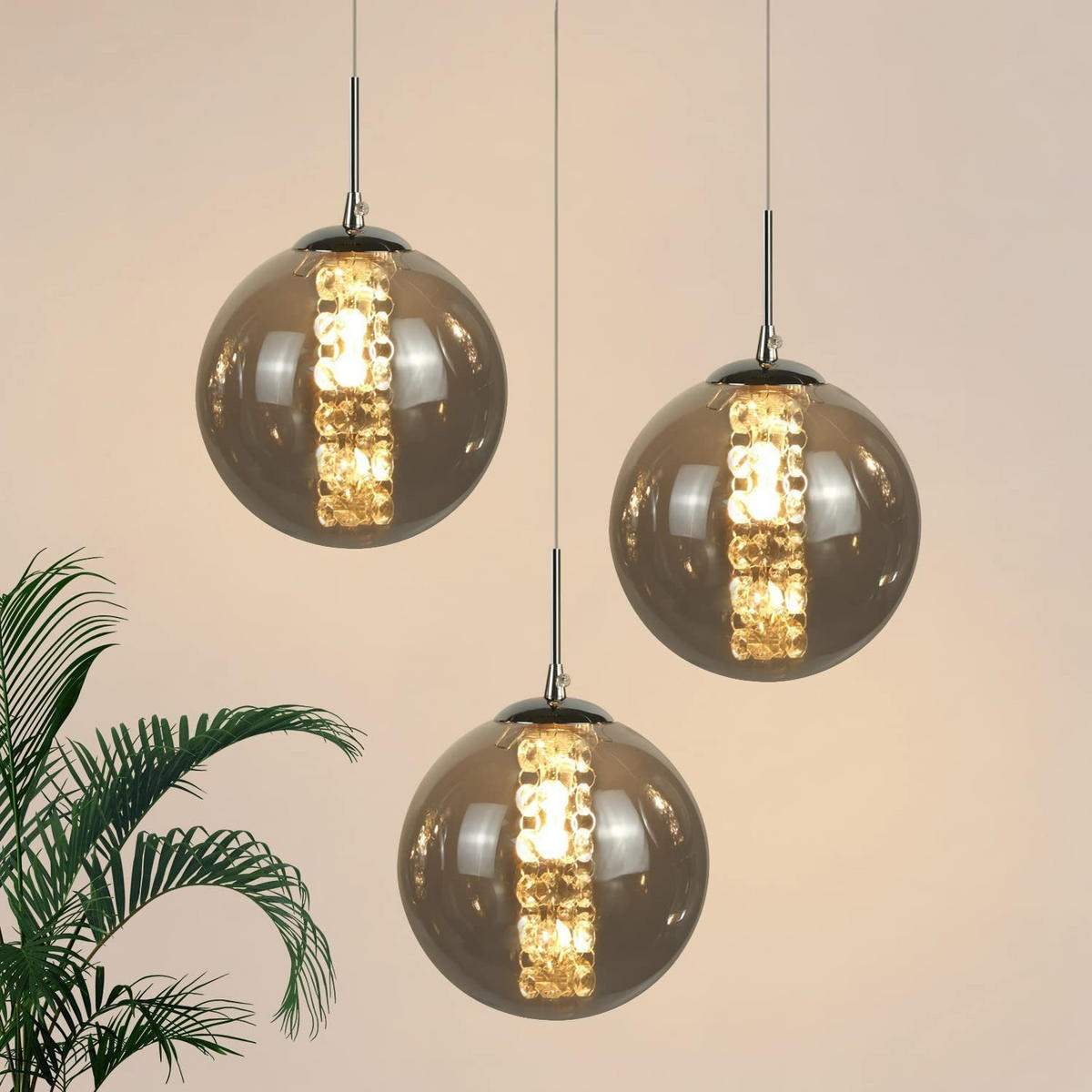 LED-HÄNGELEUCHTE Flamjarl 30/150/30 cm - Grau, Glas (30/30/150cm) - ZMH