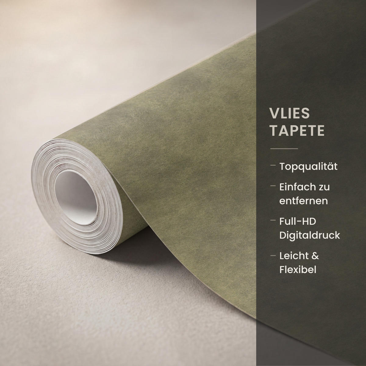 TAPETE - Textur - Abstrakt - Grün - 140x240 cm - Olivgrün, Papier (140/240cm) - OnlyWow