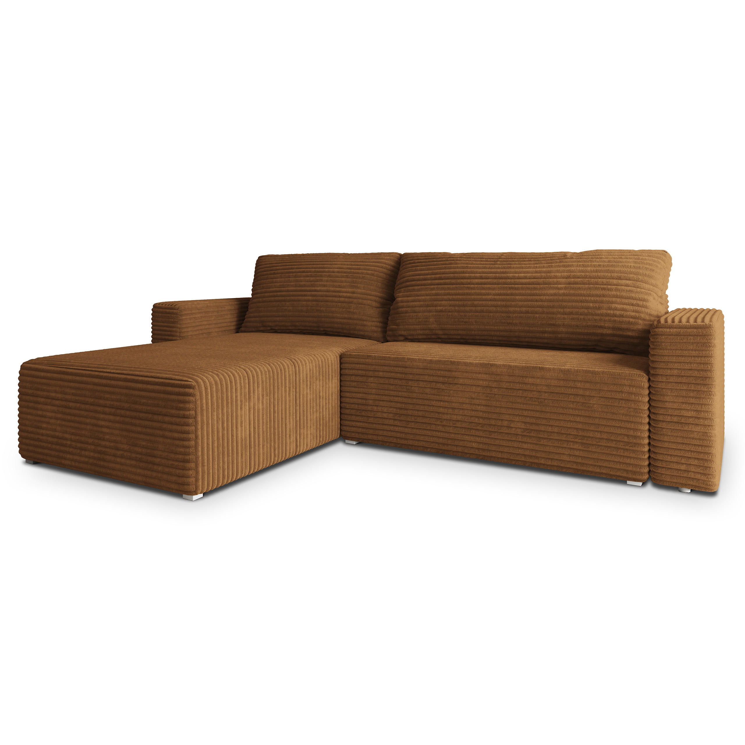 ECKSOFA CALTI T Orange Kordstoff mit Schlaffunktion - Orange, Holzwerkstoff/Textil (283/183cm) - MASSENO