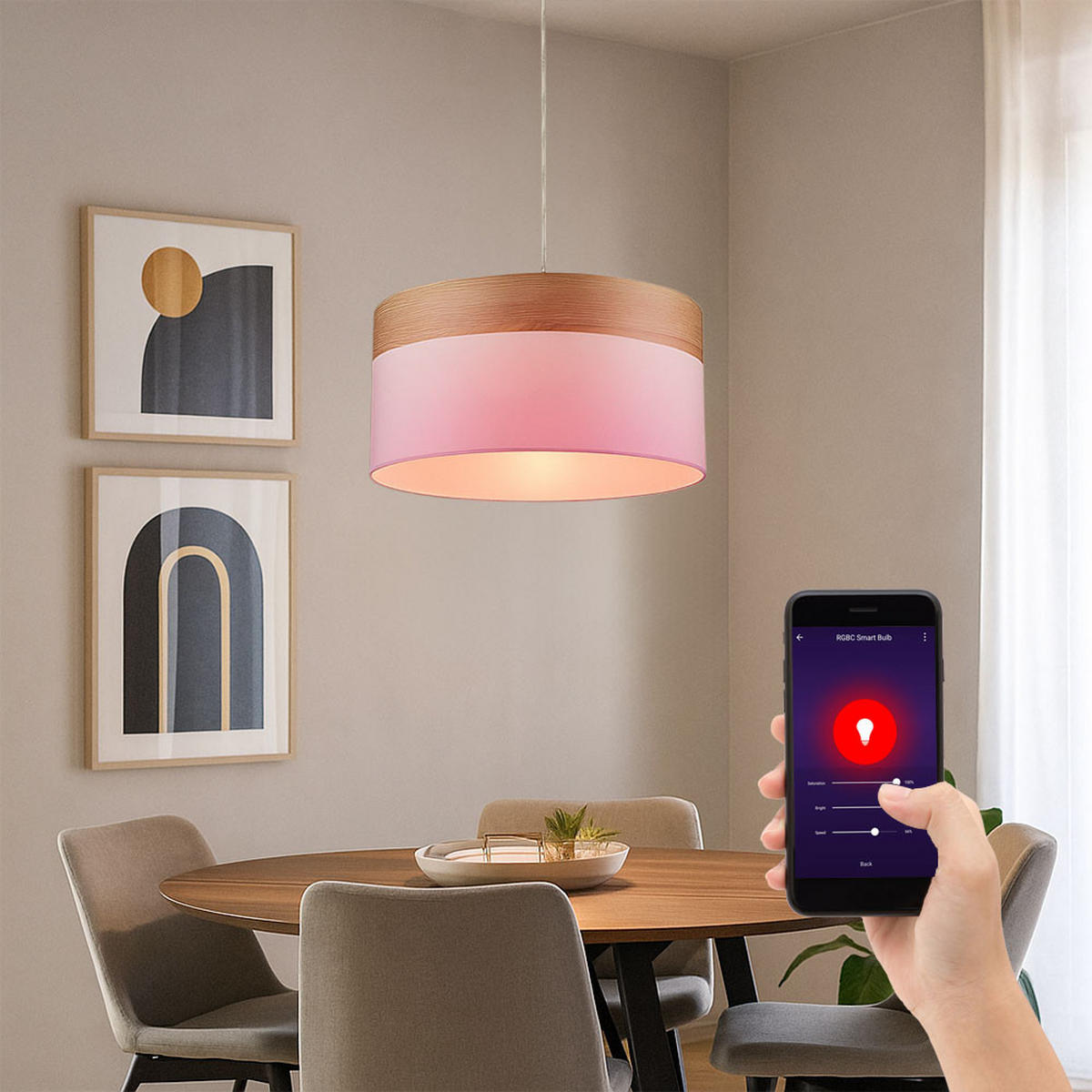 RGB LED HÄNGELEUCHTE Metall Textil Weiß - Weiß, Metall (40/40/120cm) - Globo Lighting