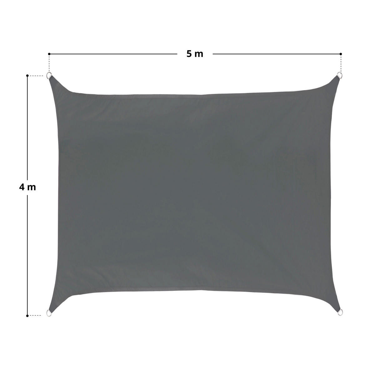 SONNENSEGEL Viereckig 4x5m - Dunkelgrau, Textil (400/500cm) - SVITA