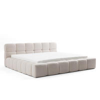 POLSTERBETT AMITY 140x200 cm in Beige, gepolstertes Kopfteil, Lattenrost, Bettkasten, Bouclé-Stoff - Beige/Naturfarben, Holz/Textil (140/200cm) - Muffo