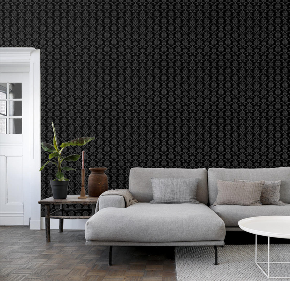 TAPETE Barockmuster 53 cm x 10.05 m - Schwarz, Papier (53/1000cm) - ESTAhome