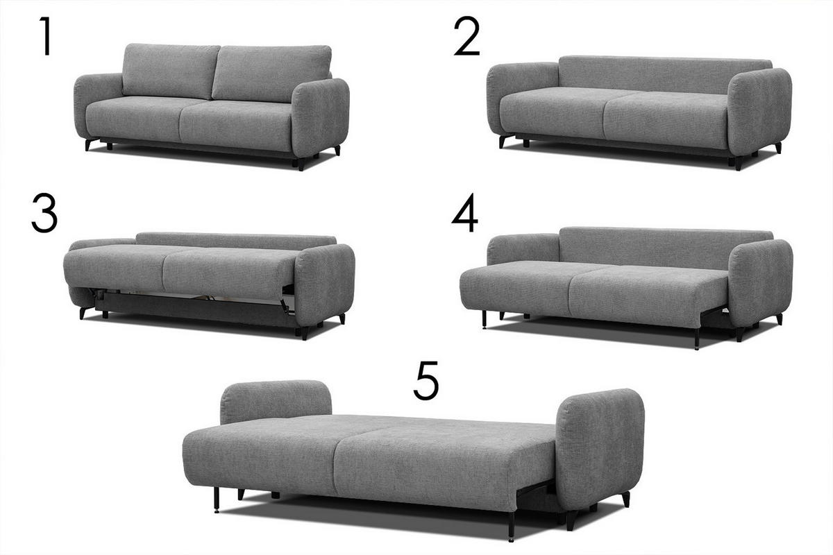 SOFA DRAKE 3-Sitzer mit Schlaffunktion, grau - Braun/Grau, Holz/Textil (232/90/107cm) - Courtois Laville