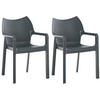 GARTENSTUHL 2er Set Kunststoff dunkelgrau - Dunkelgrau, Kunststoff (57/84/53cm) - CLP