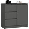 KOMMODE Graphitgrau 35x80x77 cm - Graphitfarben, Holzwerkstoff (80/77/35cm) - Akord
