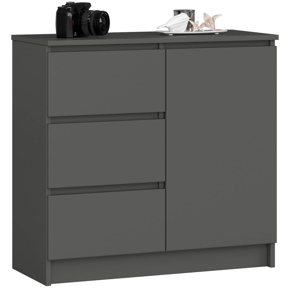KOMMODE Graphitgrau 35x80x77 cm - Graphitfarben, Holzwerkstoff (80/77/35cm) - Akord