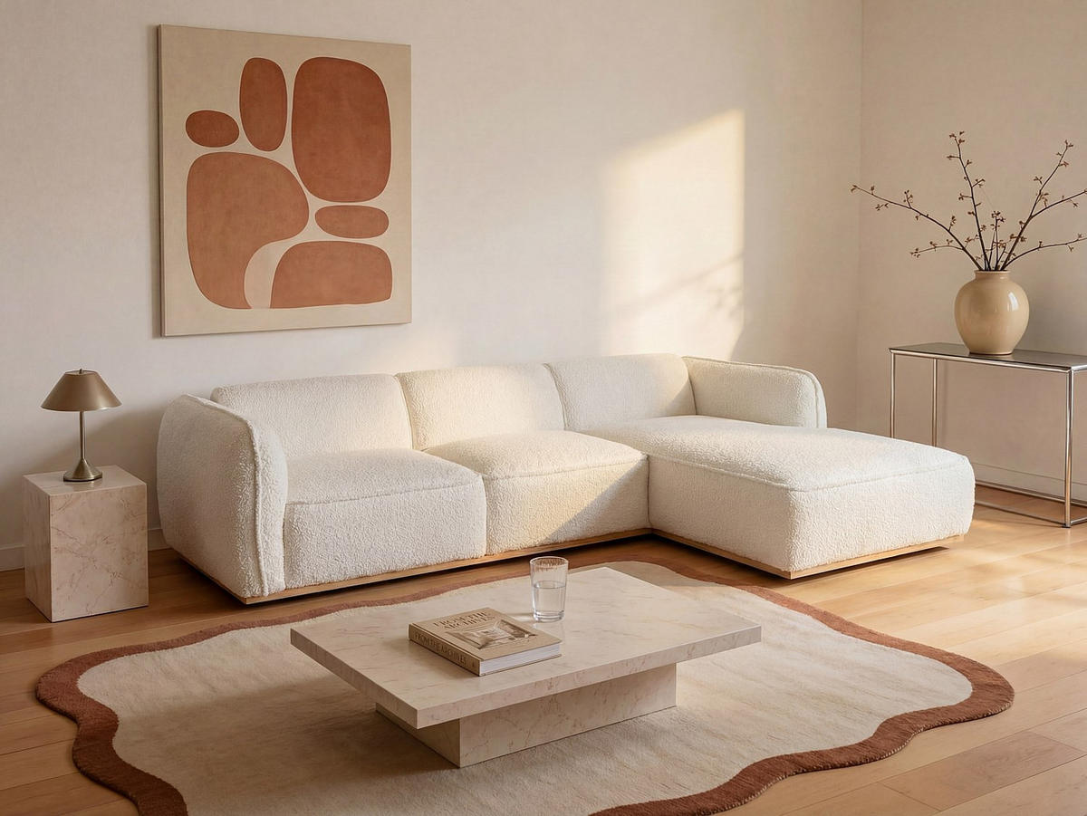 SOFA - 5 Personen - stoff - beige Canobru - Beige, Holz/Textil (272/74/167cm) - Vente-Unique